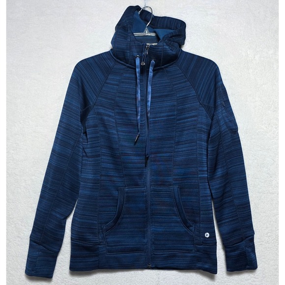 90 Degree By Reflex Tops - 90 Degree by Reflex Women's Blue Space Dye Full Zip Hoodie Fleece Lined Medium